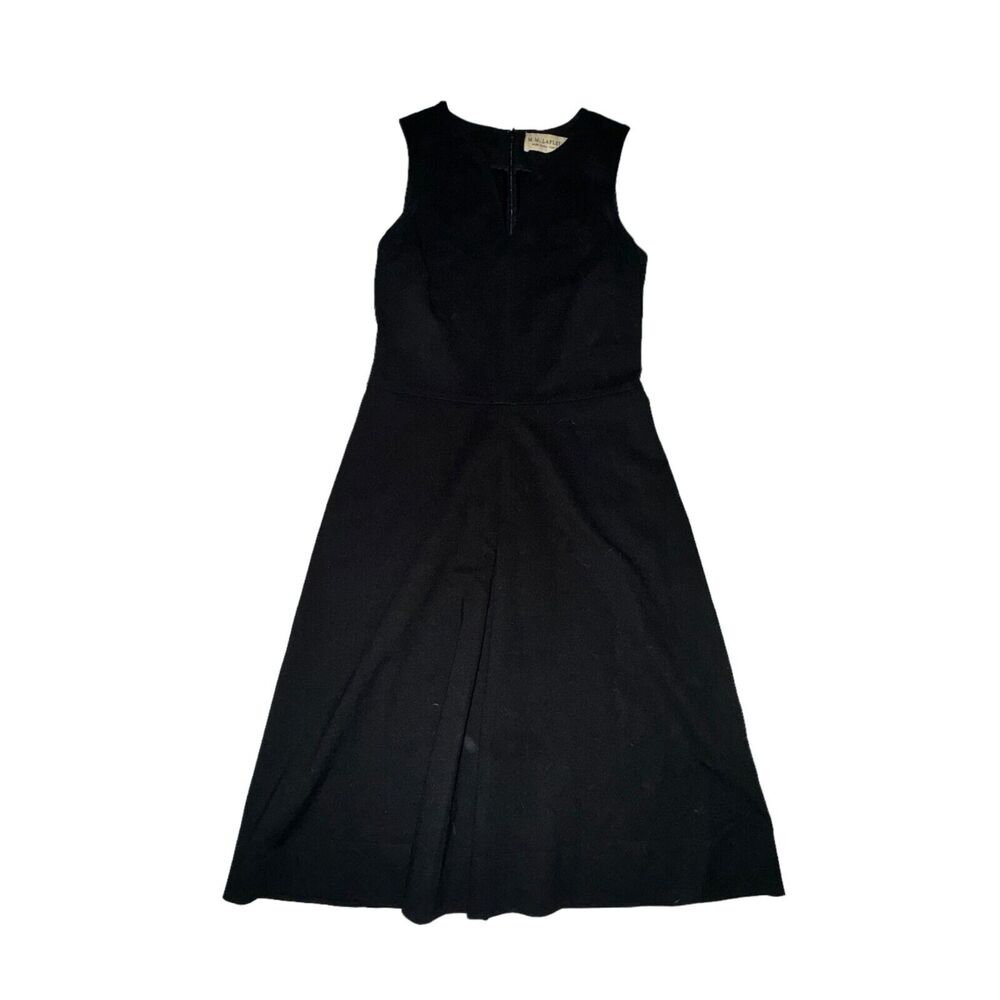 MM LaFleur Dress Women's 0 Black Notch Neck Sleeveless Back Zip Sheath Career